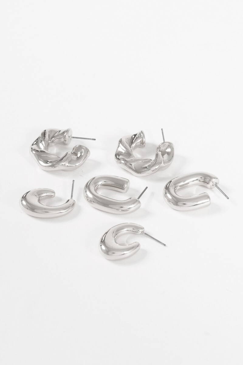 Set 3 aros curvo plateado