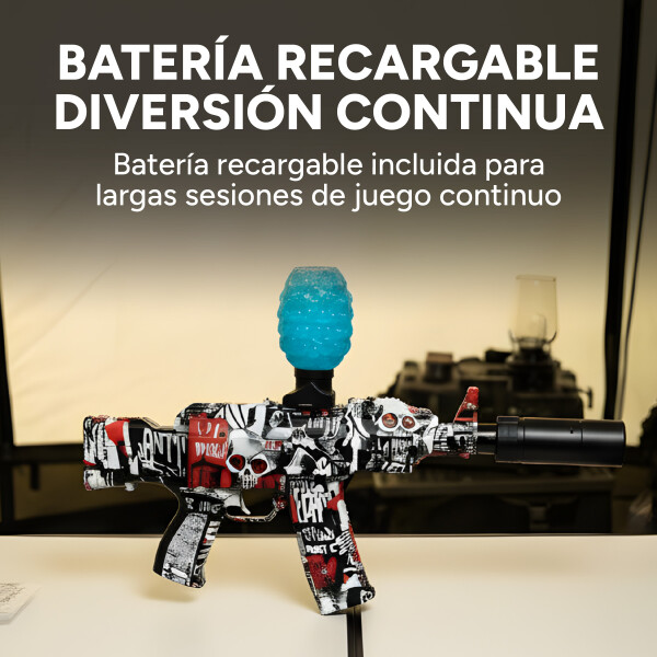 Pistola Hidrogel Ametralladora Luz Sonido Humo Recargable Color Rojo