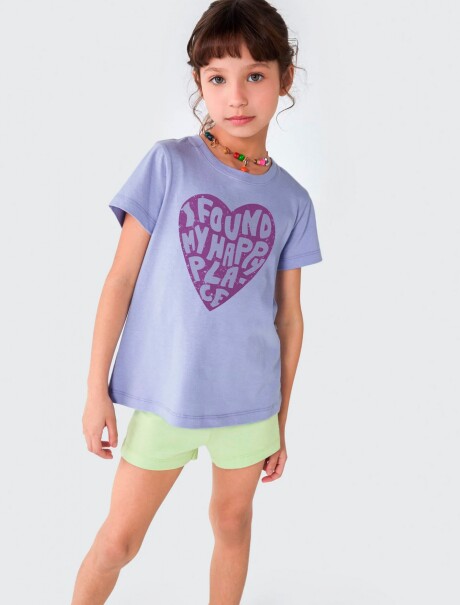 CAMISETA INFANTIL CON ESTAMPA VIOLETA