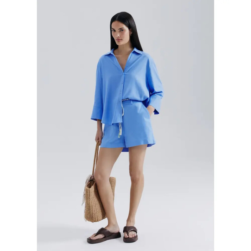 SHORTS FEM AZUL CARIBE/CHUMBO/BLANCO