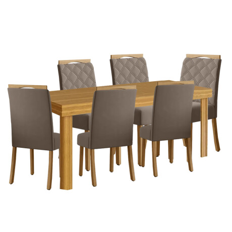 Juego de comedor mesa en madera maciza - 6 sillas tapizadas Juego de comedor mesa en madera maciza - 6 sillas tapizadas