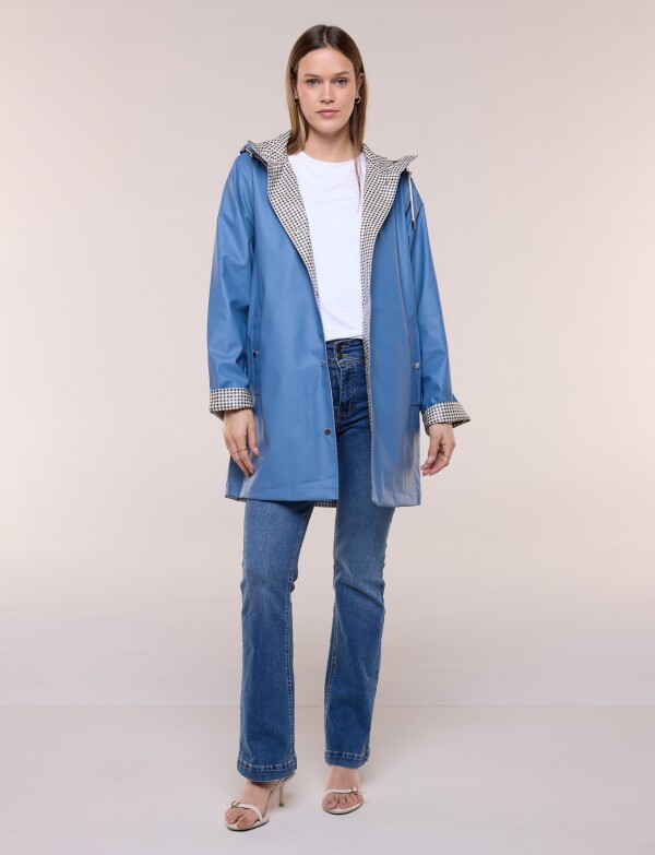 Piloto Engomado Impermeable Con Capucha CELESTE OSCURO