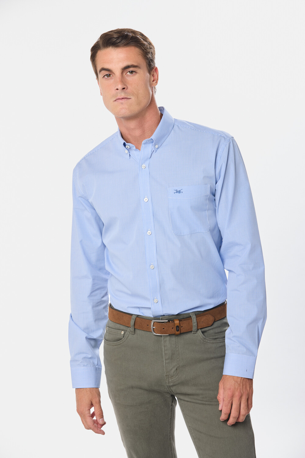 CAMISA CUADROS Celeste