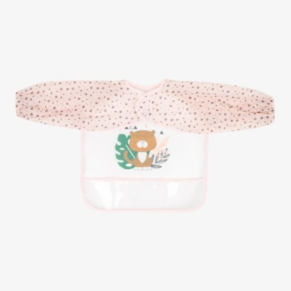 Babero con manga KIKKABOO rosa gatita