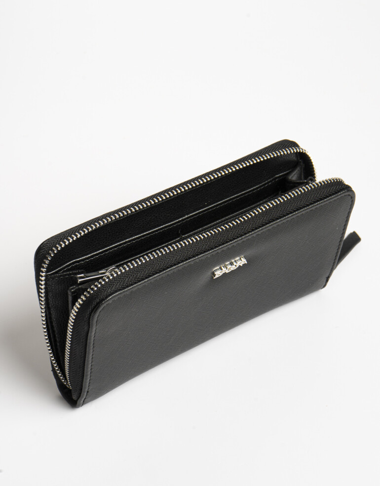 Ficheros Zip Round Billetera Fichero Negro - Negro