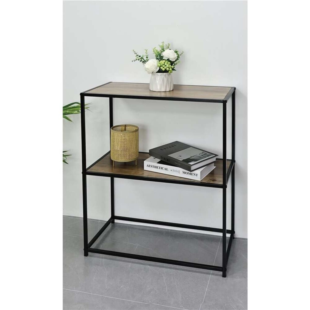 Consola 2 Niveles 625X30X755Cm - Madera Y Metal 