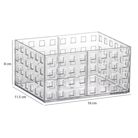 Caja Organizadora Apilable Quadratta Símil Cristal 16x11x8Cm Transparente