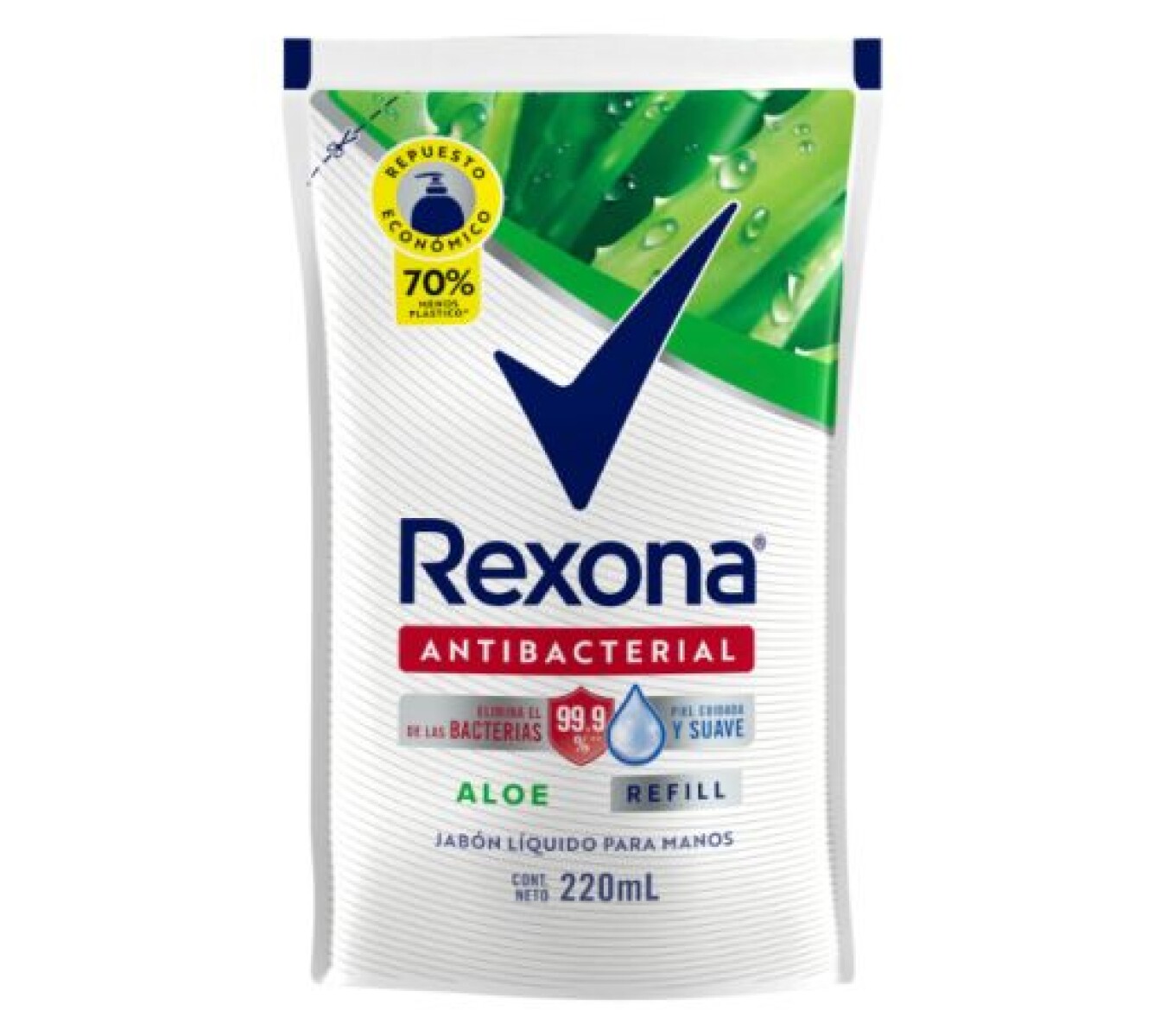 Rexona Repuesto Jabón Líquido Aloe Antibacterial 220ml – Limpieza e Hidratación