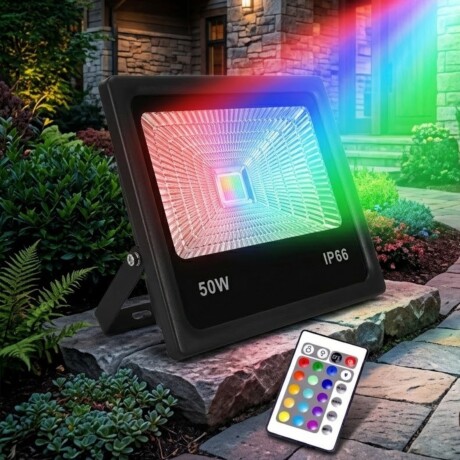 Foco Led Reflector 50W RGB Multicolor a control remoto Foco Led Reflector 50W RGB Multicolor a control remoto