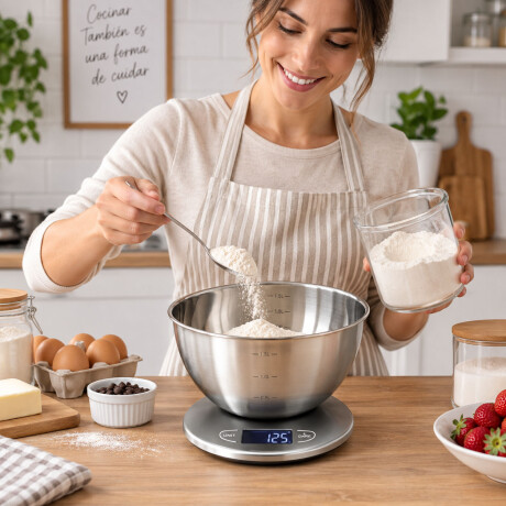 Balanza De Cocina Digital Con Bowl De Acero Hts Plateado