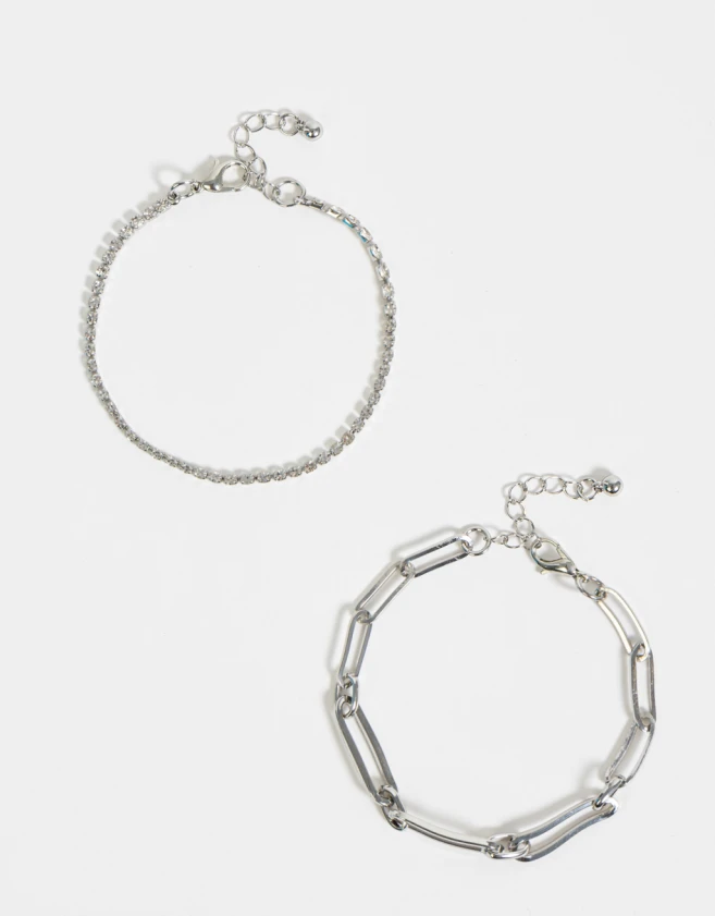Pulseras Flexibles Sets Prom Set De Pulseras Con Strass - Plateado
