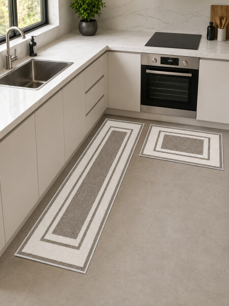 ALFOMBRA DE COCINA GEOMETRICA BEIGE