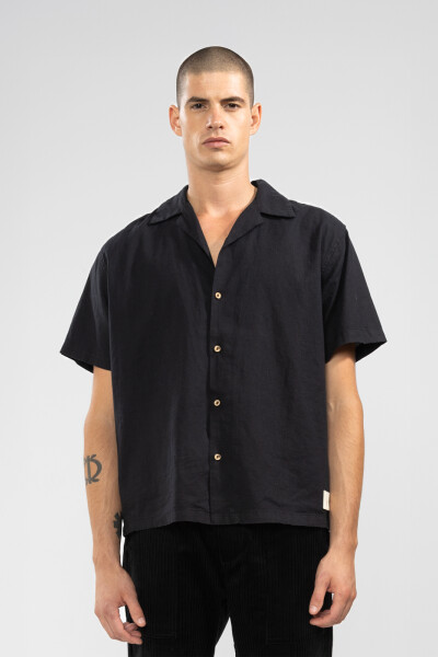 CAMP-COLLAR BOXY SHIRT Black