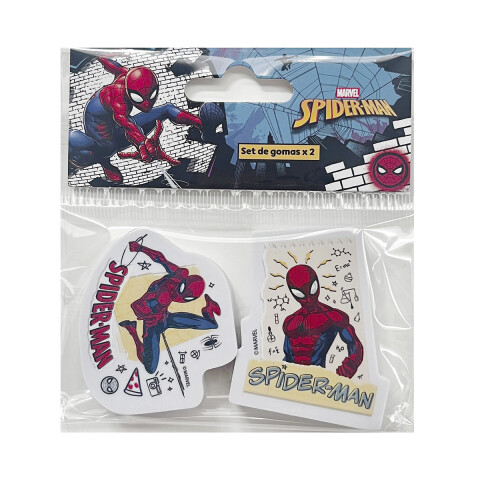Pack x 2 Goma de Borrar Spiderman 4 cm NEGRO
