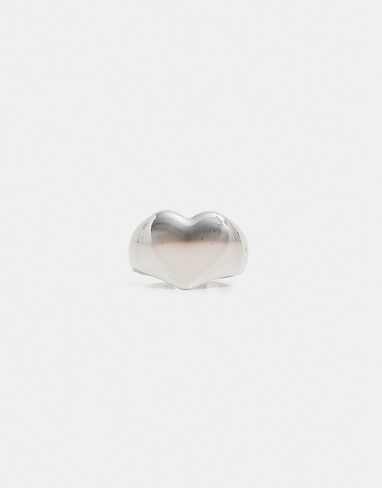 Anillos Medianos y Grandes Metal Anillo De Corazón - Plateado Rodio