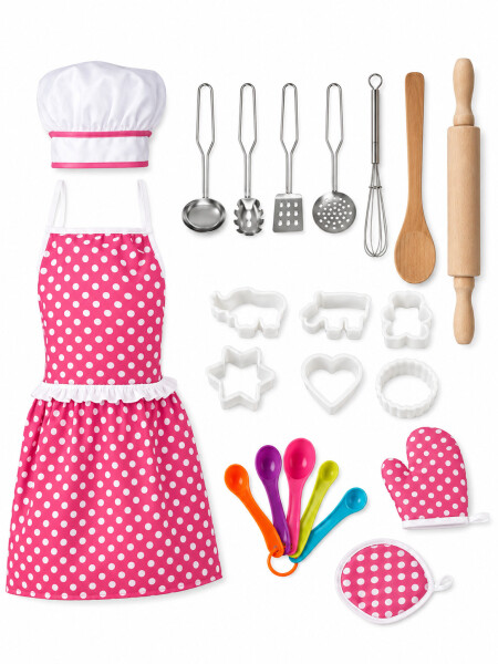 VALIJA 18 PCS CON DELANTAL Y SOMBRERO ROSADO