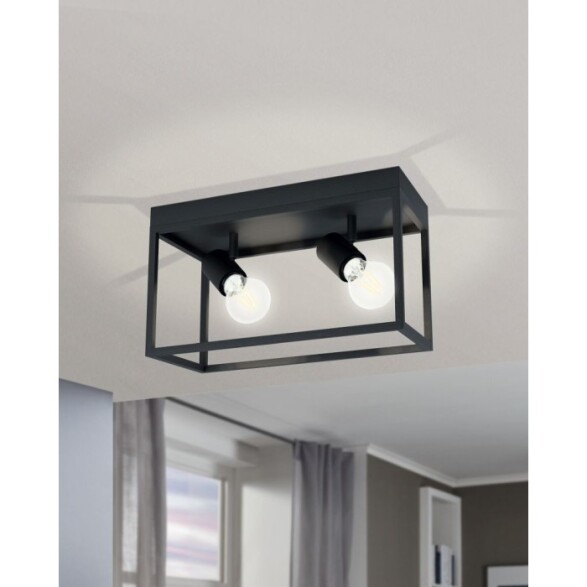 Lámpara techo prisma acero vidrio 2xE27 SILENTINA EG3472