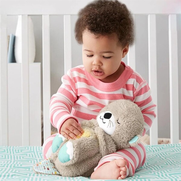 Peluche Nutria Bebé Respira Y Relaja Dormir Niño Tendencia Color Variante Blanco