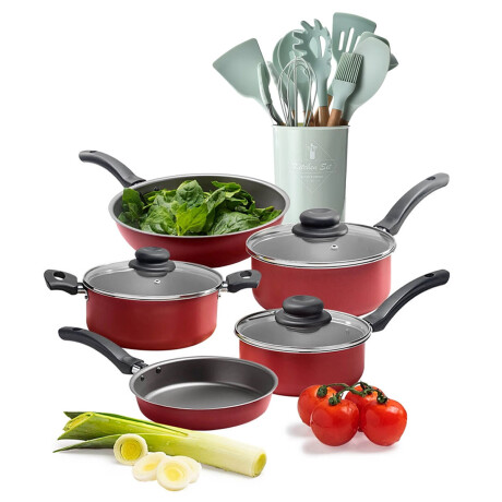 Set Cocina Antiadherente 17P c/Juego Batería Brinox + Menage Verde Claro