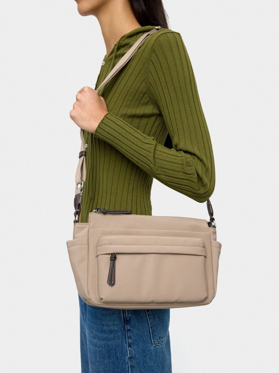 Bolso Bandolera Efecto Nylon taupe