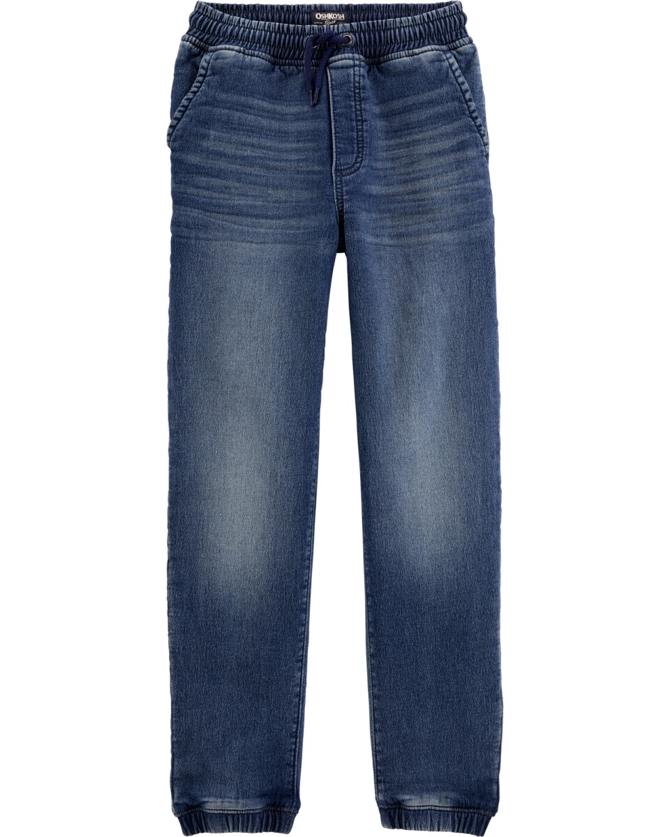 Pantalón de jean con cintura elastizada y cordón 