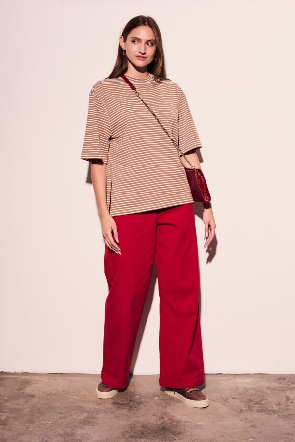 Remera Rayada Camel
