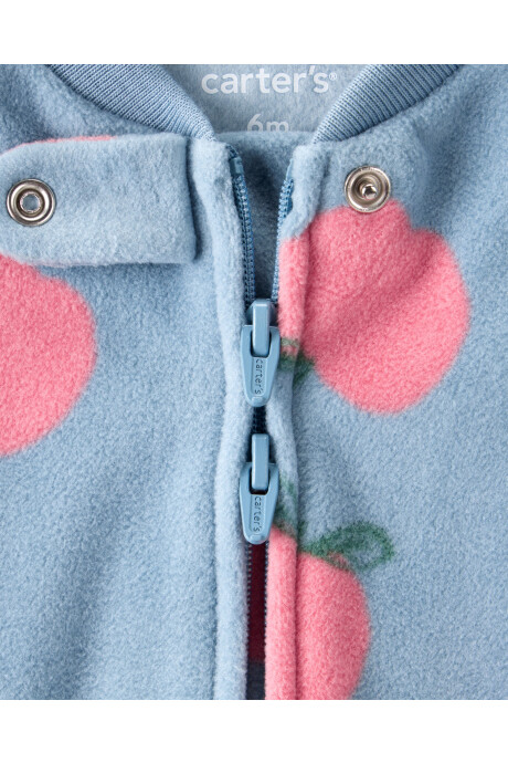 Pijama una pieza de micropolar, con pie, diseño manzanas Sin color