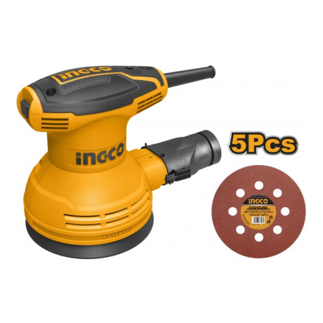 Lijadora Roto Orbital Industrial + 5 Lijas 320W Ingco RS3208 Amarillo