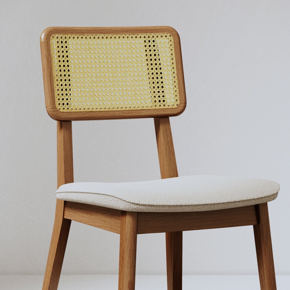 Silla de Comedor Classic - Línea Manhattan Tela Bouclé/Natural