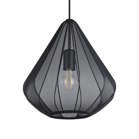 Lámpara colgante tejido negro y acero E27 DOLWEN EG0040
