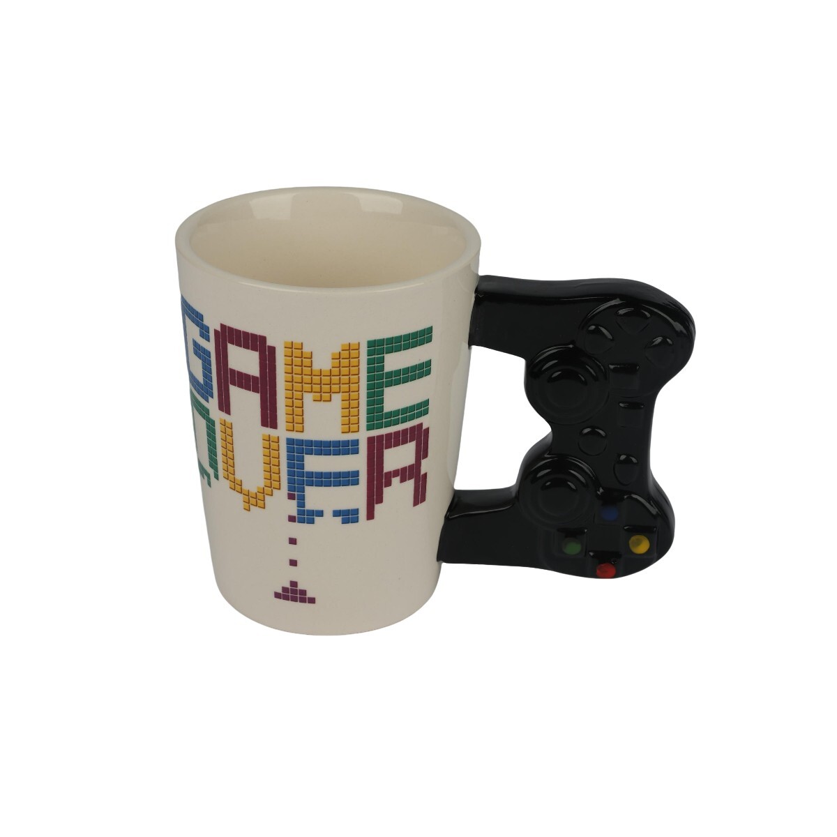 TAZA GAME OVER CON ASA EN FORMA DE JOYSTICK 