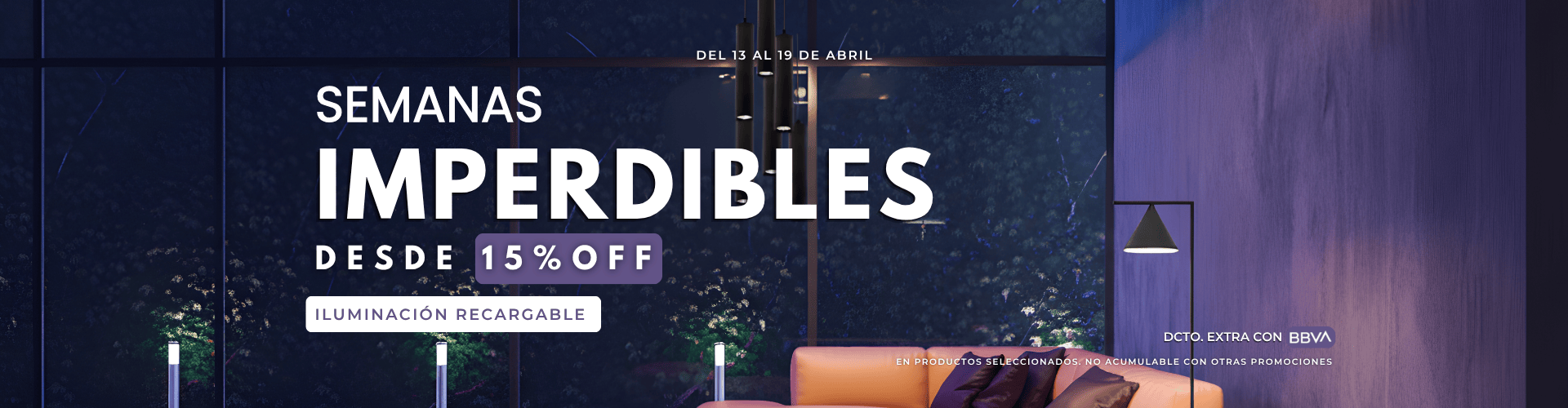 15% off -LUMINARIA RECARGABLE