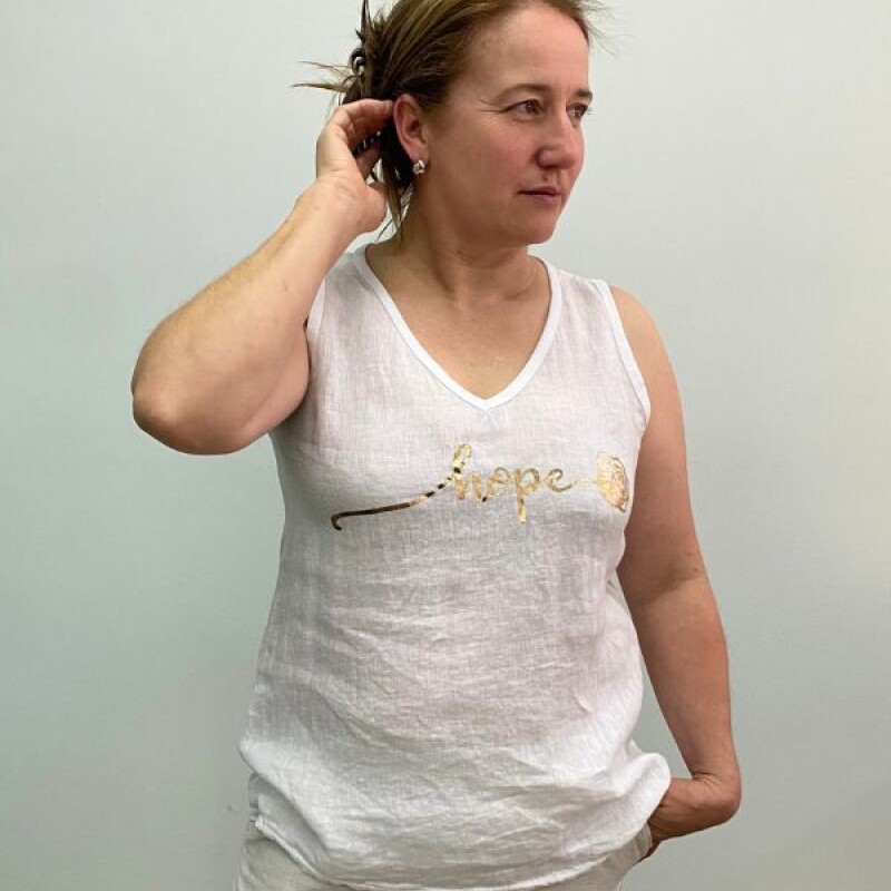 Musculosa de lino Italiana Blanco