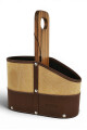 Porta termo y mate en madera y lona con porta celular y porta bombilla Beige