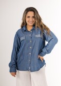 Camisa de jean tencel con brillo Camisa de jean tencel con brillo