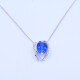 Colgante oro 18k blanco con zafiro azul oval y brillantes. Colgante oro 18k blanco con zafiro azul oval y brillantes.