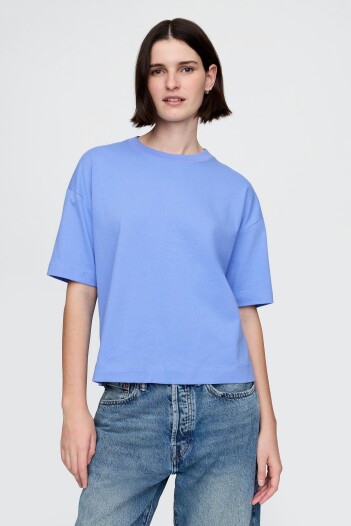 Remera Mini Logo Cropped Mujer Shirting Blue