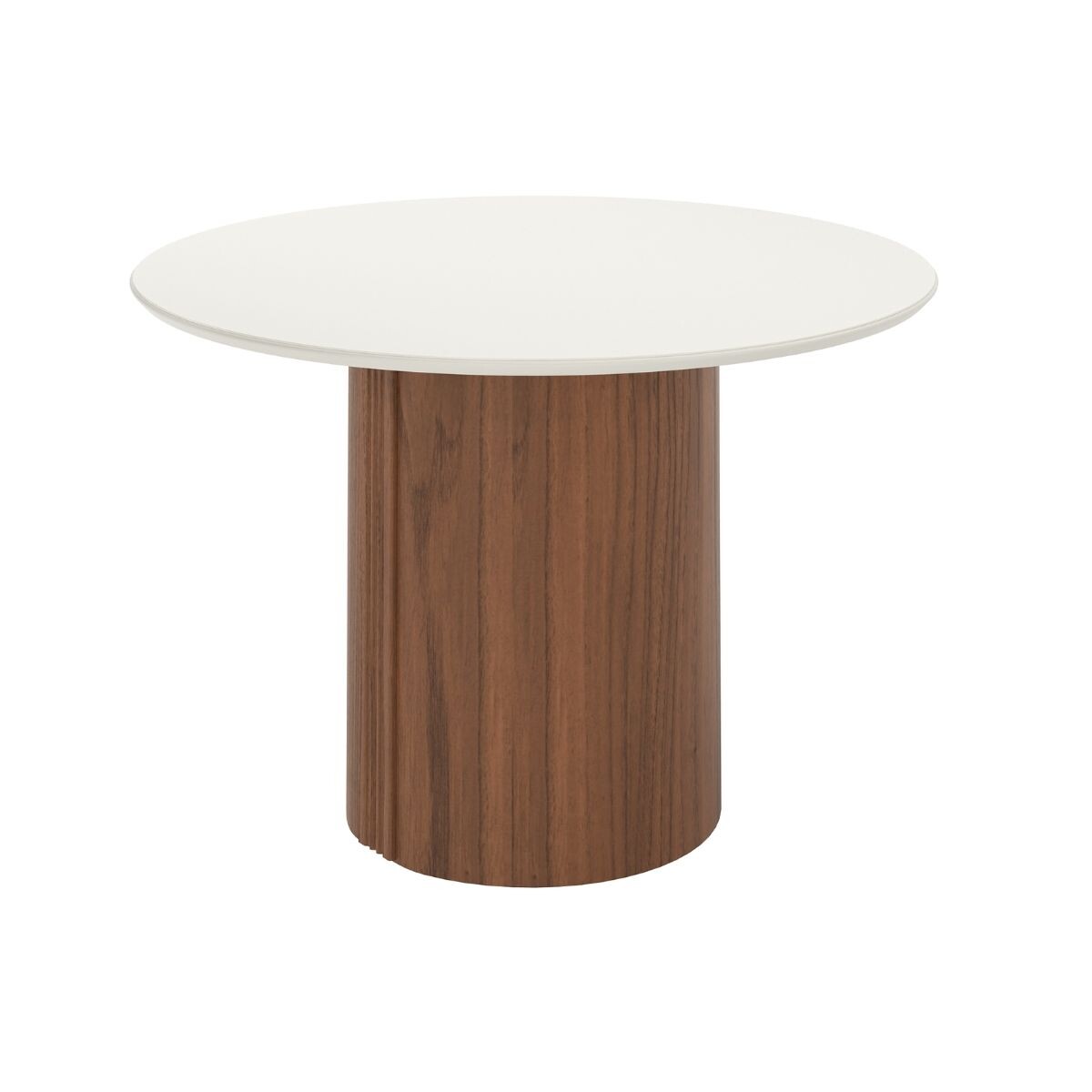 Mesa de comedor Kalina - Redonda con Vidrio - Off White y Canela 