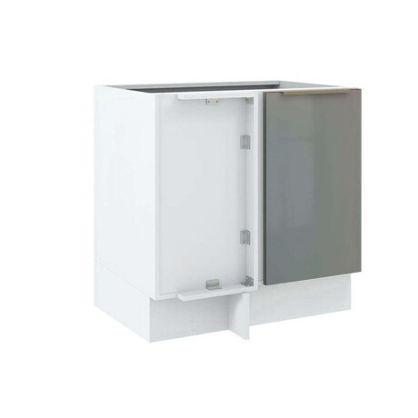 BAJO MESADA ESQUINERO 80 CM MDP-Y-VIDRIO BLANCO LUX