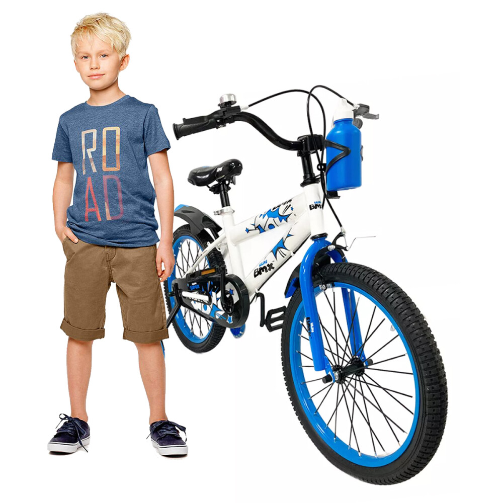 Bicicleta Infantil Rodado 20 Con Rueditas Auxiliares Y Portabotellas Blanco