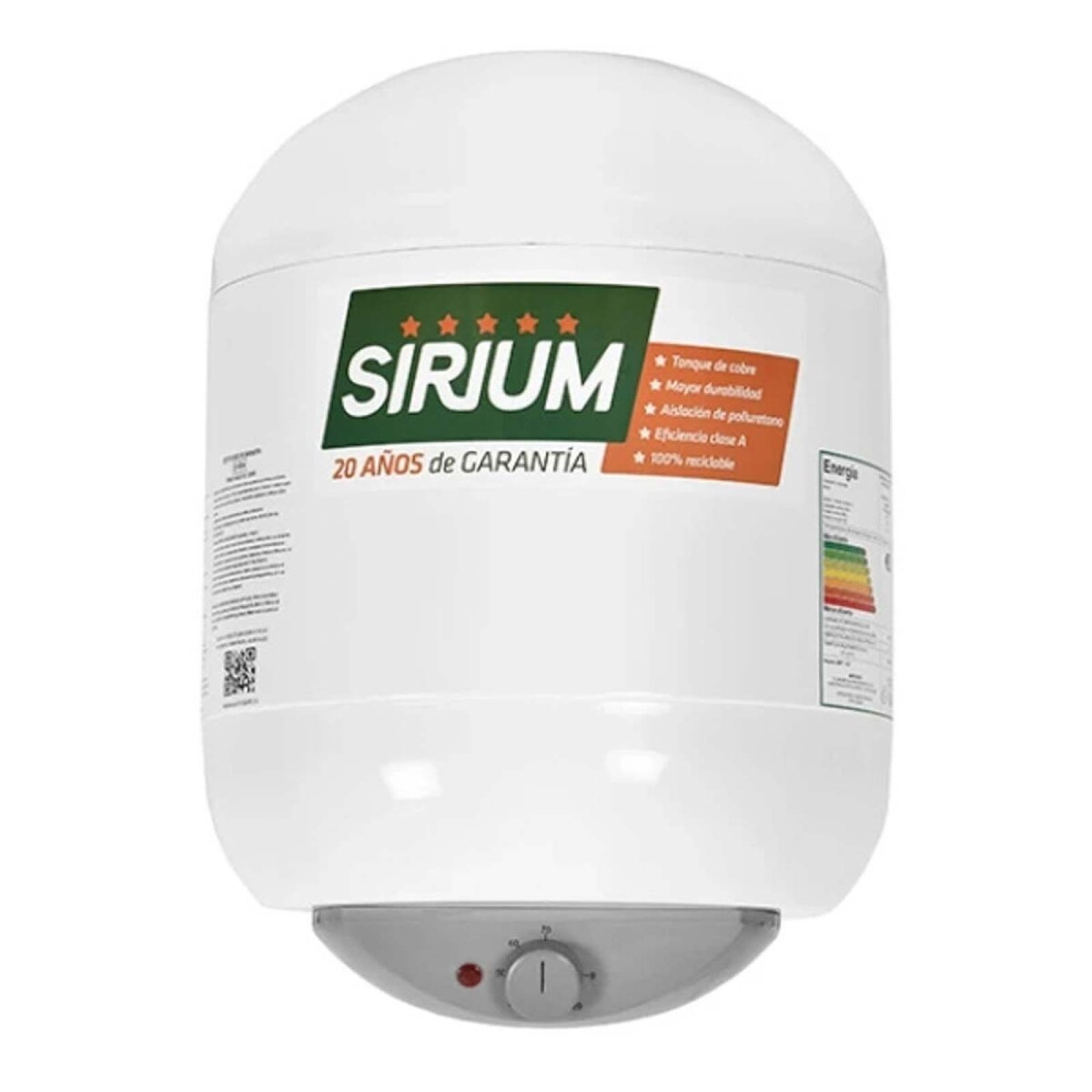 TERMOTANQUE SIRIUM - 30 LITROS COBRE BLANCO 30CCBLANCO 