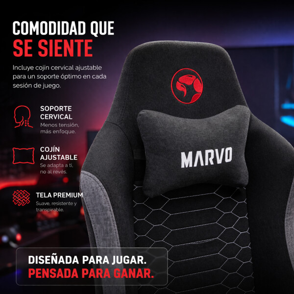 Silla Gamer Marvo Ch-178 Respaldo 180º Ergonómica 150kg SILLA MARVO CH-178 GRIS