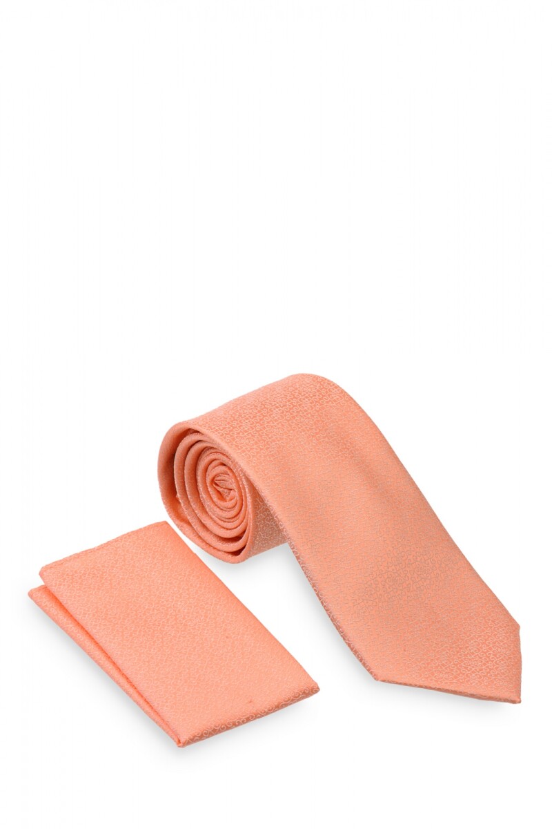 Corbata con pañuelo 8 cm - SALMON 