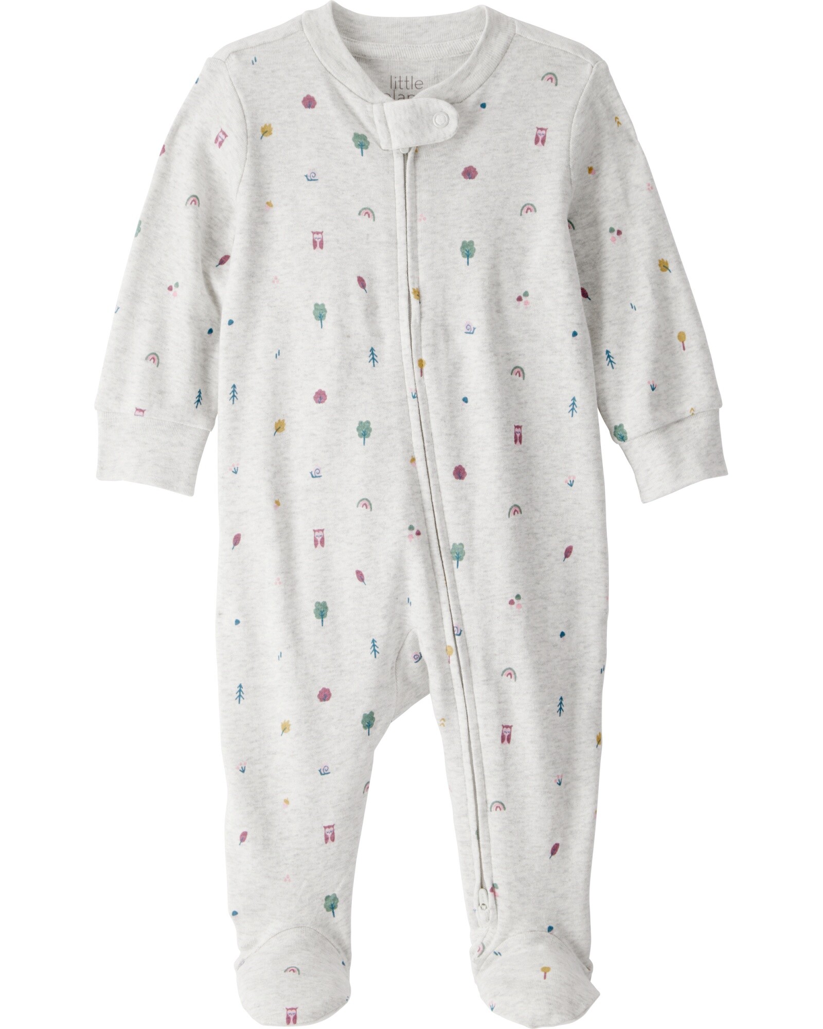 Pijama una pieza de algodón orgánico, con pie, estampado Sin color