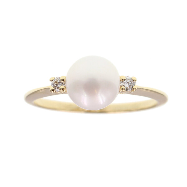 Anillo Gretta en oro amarillo 18k con perla y brillantes Anillo Gretta en oro amarillo 18k con perla y brillantes