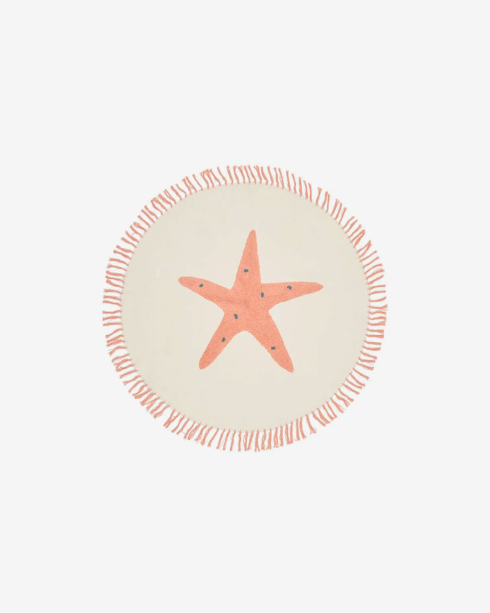 Alfombra redonda Talia - 100% algodón con estrella de mar naranja Ø 120 cm 