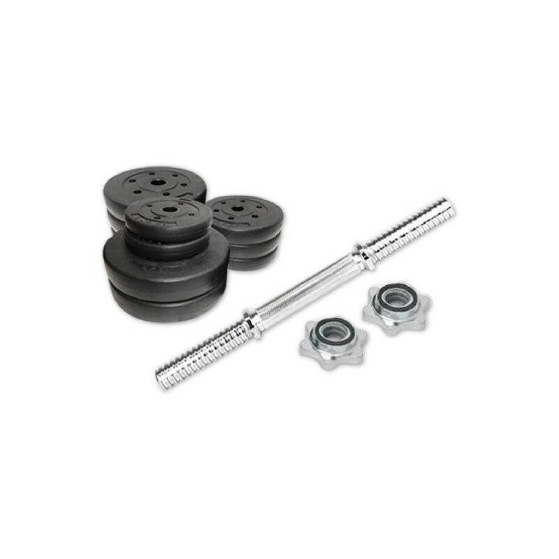 Kit 2 Mancuernas Maciza Cromada C/ Rosca + 40 Kilos Pesas 2x10Kg 2x5Kg 2x2.5Kg 4x1.25Kg