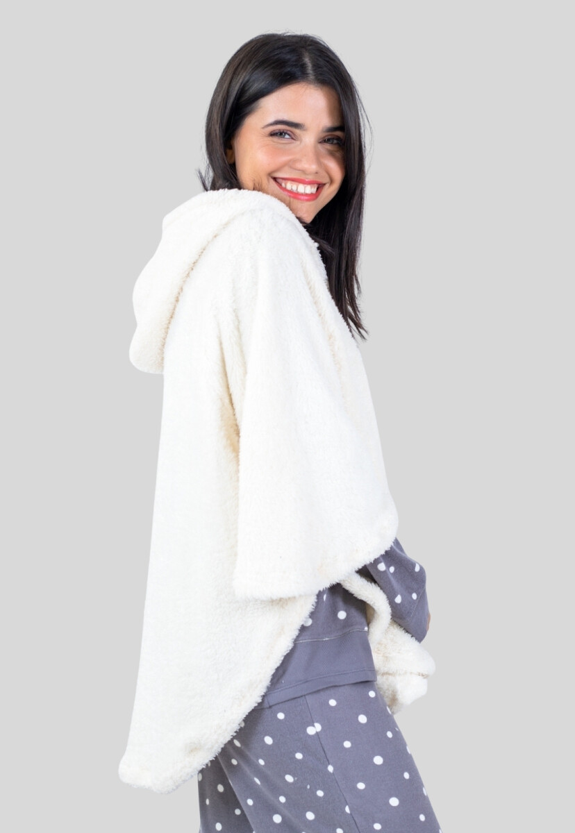 PONCHO CON CAPUCHA - NATURAL 