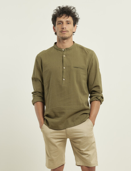 012105 CAMISA HARRINGTON LABEL DE LINO Verde