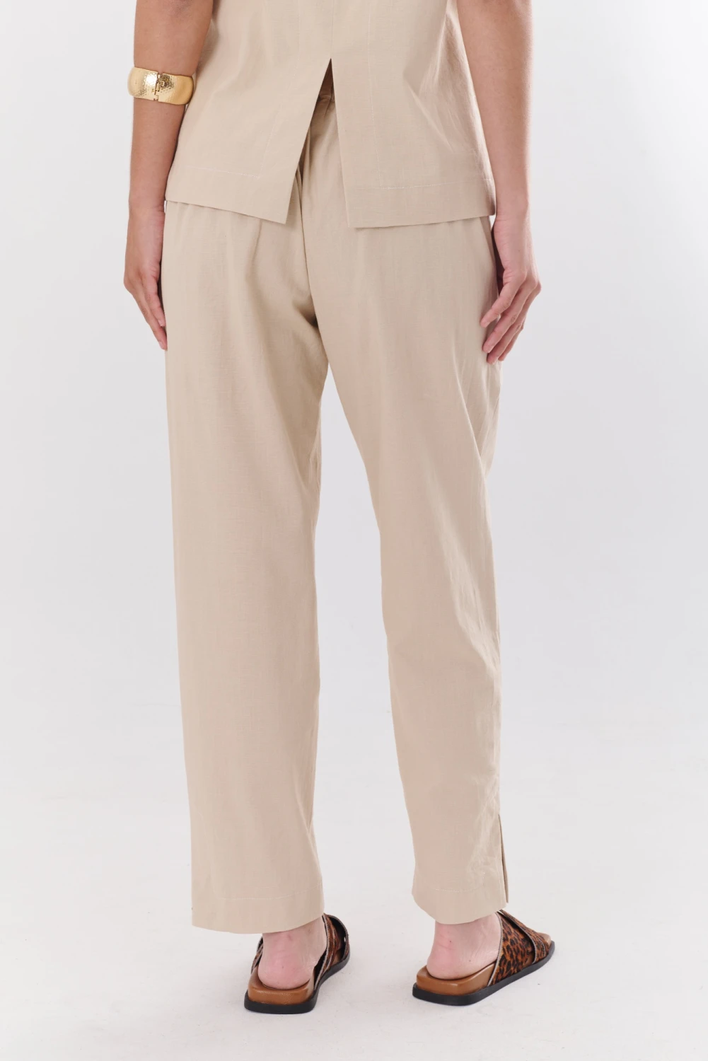 PANTALON LINO STRECH beige 3